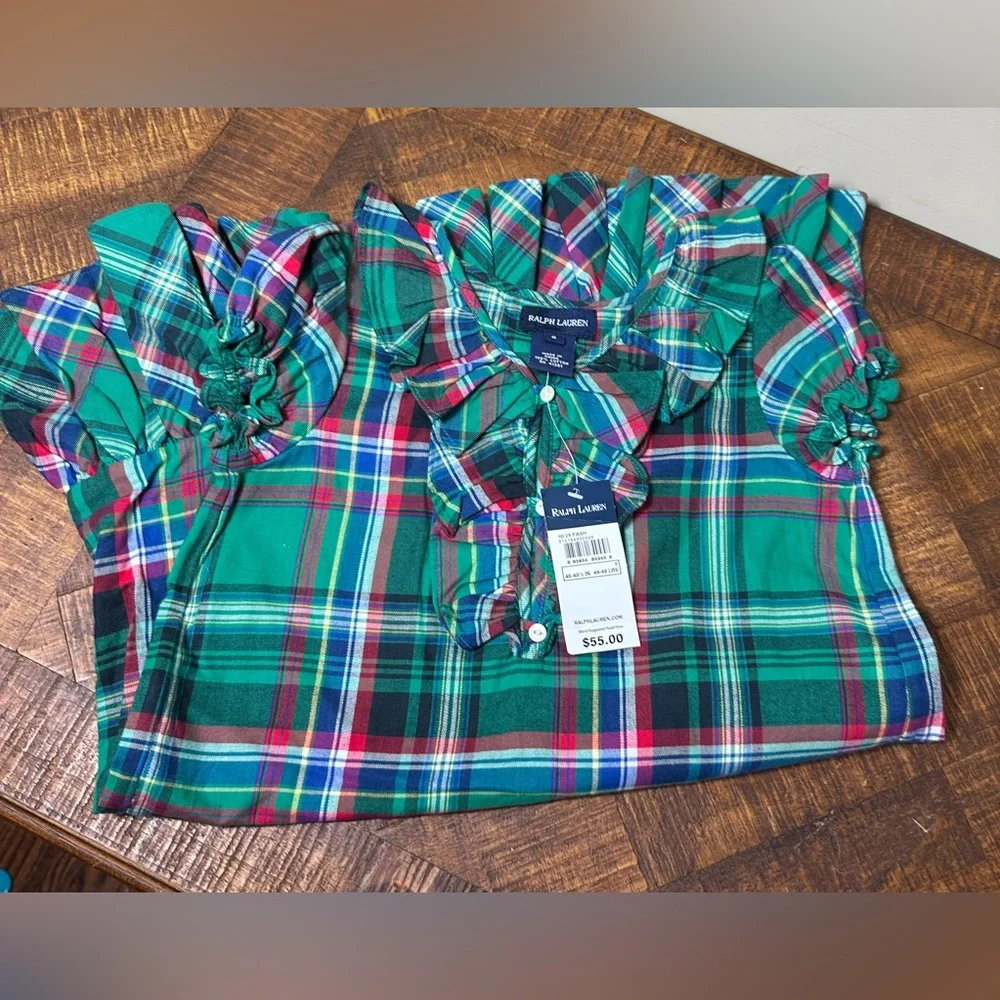 NWT‎ Ralph Lauren Girls 6 Green Plaid Dress